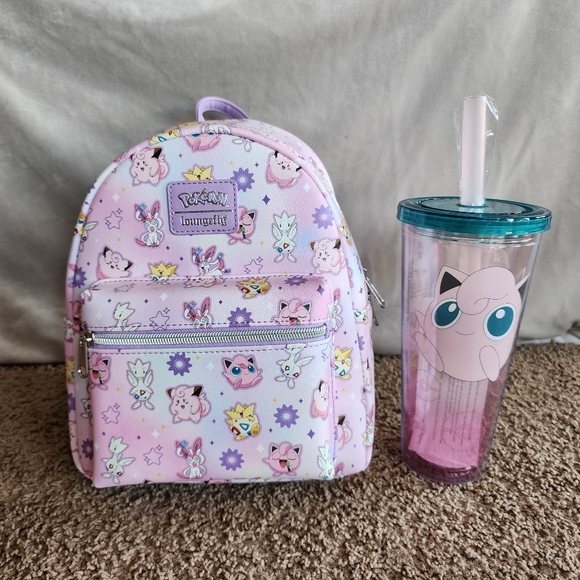 LOUNGEFLY Pokemon Fairy-Type Jigglypuff Travel Cup & Mini Backpack - Picture 4 of 10